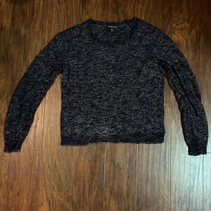 Navy And Cream Cropped Long Sleeve Sweater